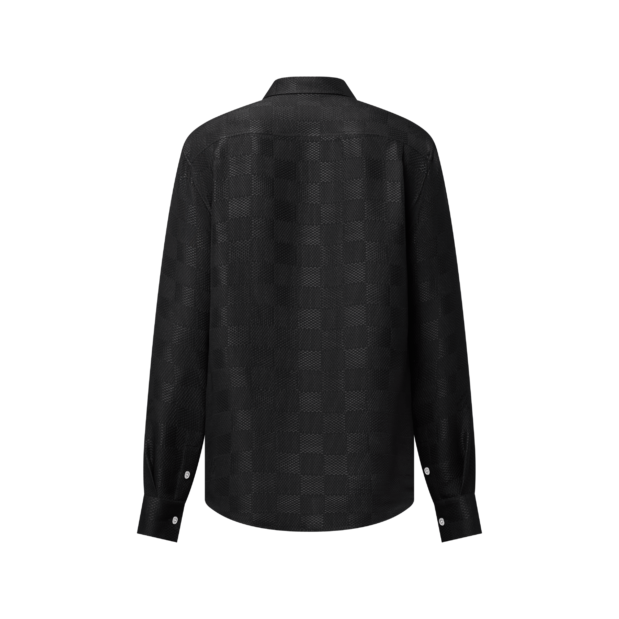 Louis Vuitton ブラック チェック柄 シャツ サイズL Jacquard Damier Long-Sleeved Silk Shirt - Ready-to-Wear | LOUIS